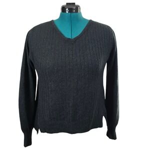 Zara Knitwear Sweater‎ Dark Gray Womens Size Medium Ribbed Lightweight Top